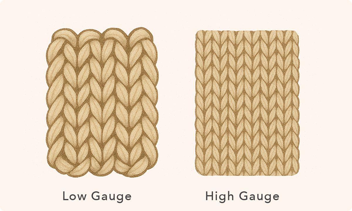 Low gauge knit and high gauge knit