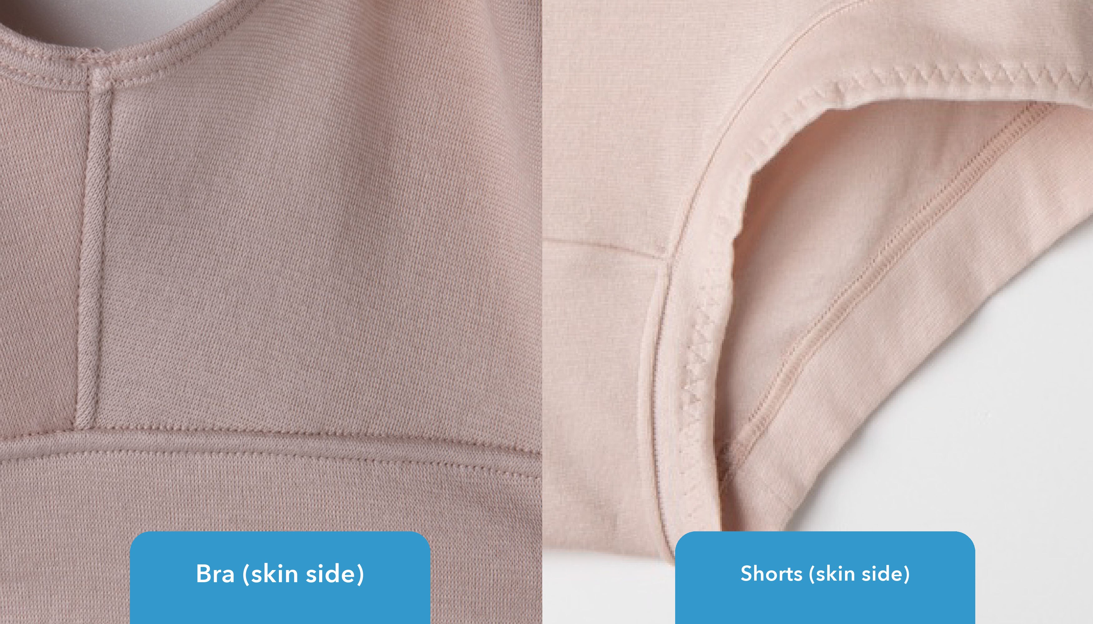 Bra and shorts, skin side